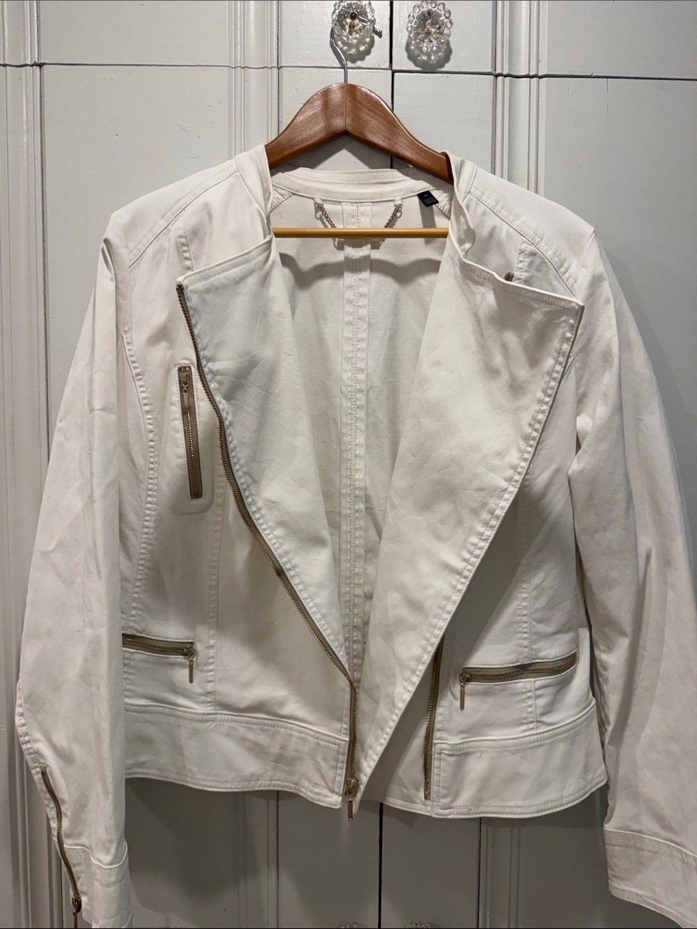 White Women's Zip Moto Jacket - White House Black Market